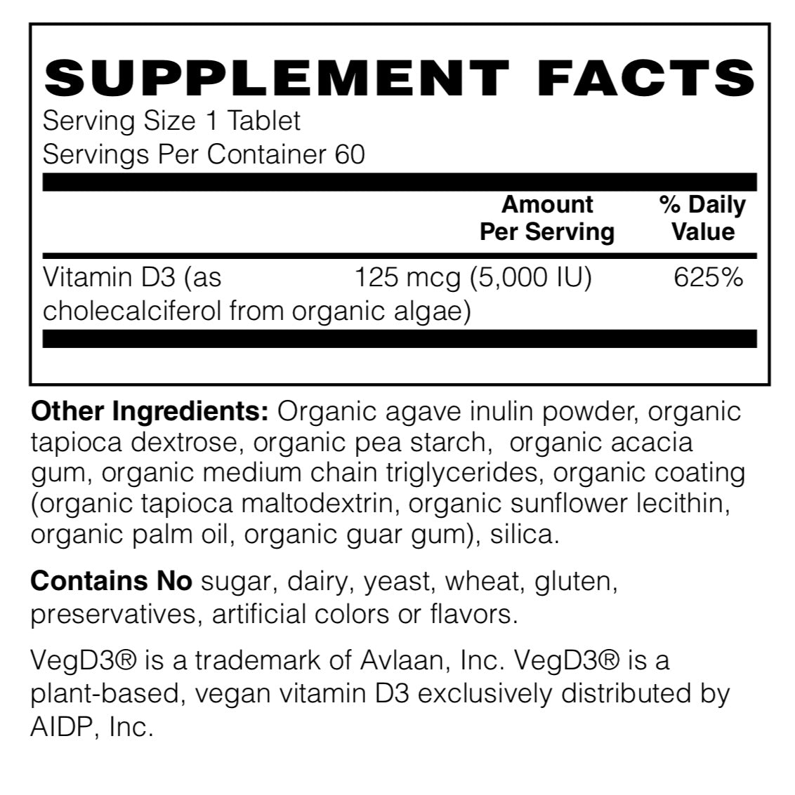 Organic Whole Food Vitamin D3 5000IU